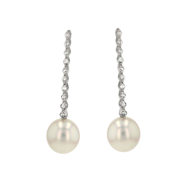 Boucles d'oreilles perles et diamants 0.40 carat or blanc 7.98g Comme neuf -  reconditionné disponible sur Gemme Les Bijoux